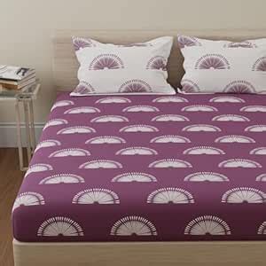 Huesland by Ahmedabad Cotton 144 TC Cotton Bedsheet for King Bed with 2 ...