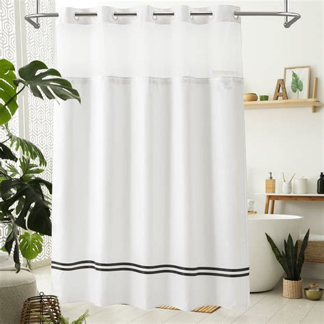 Barossa Design Satin Striped Fabric Shower Curtain, Extra Long, No ...