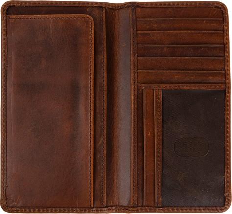 Buy Top Grain Brown Leather Long Wallet for Men, Bifold Rodeo Wallet ...