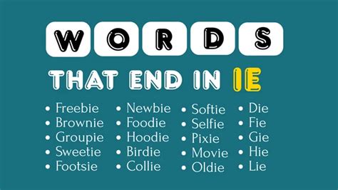 List of Words That End in IE in English
