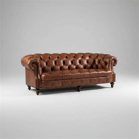 Siena Tufted 3 Seater Leather Sofa | Classic Leather Sofa India | Homes ...
