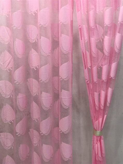 Elegant Pink Sheer Curtain with Leaf Design – PARDEWALE.in