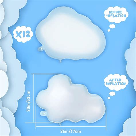 Buy 12 Pieces White Cloud Foil Balloons Birthday Party Decorations ...