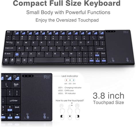 Rii K12+ Mini Wireless Keyboard with Large Touchpad India | Ubuy