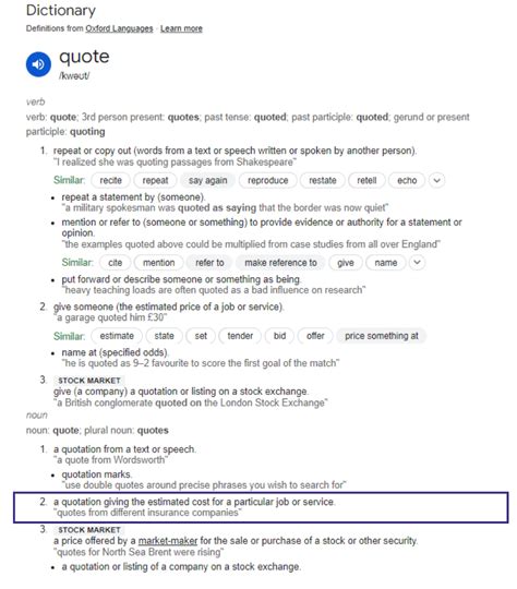 Insurance Quote Definition 的图像结果