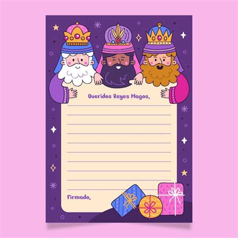 Hand drawn reyes magos letter template | Premium Vector