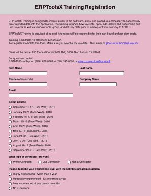 Fillable Online ERPToolsX Training Registration Fax Email Print - pdfFiller