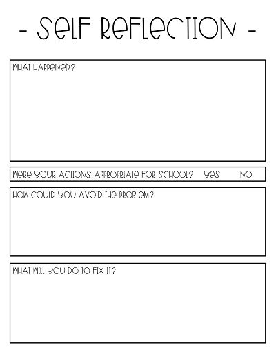 Image result for PBIS Behavior Reflection Sheet