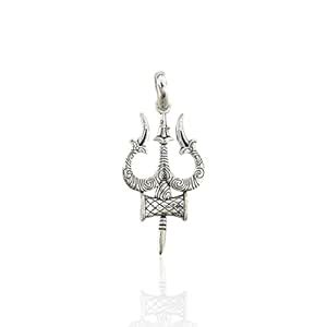 Azita 925 Sterling Silver God Shiv Trishul with damru Pendant big for ...