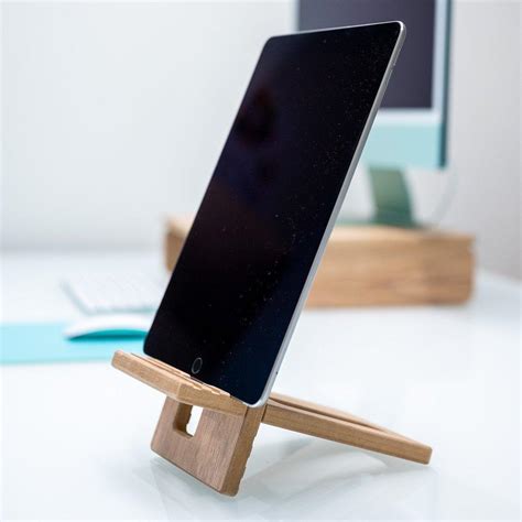 Tablet Stand-Grey, White and Wood| Tablet Computer Docks & Stands