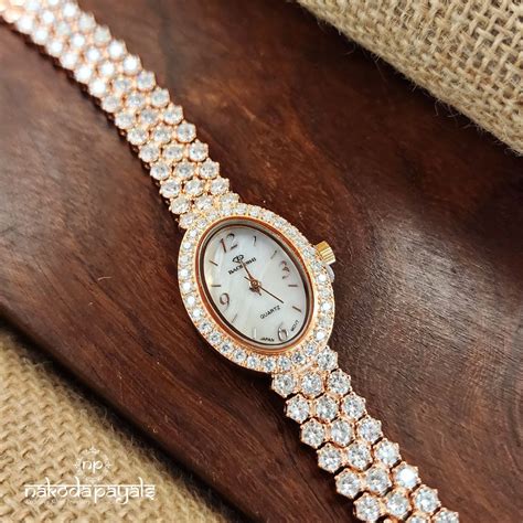 Tri Layer CZ Belt aRose Gold Watch (W0168) – Nakoda Payals