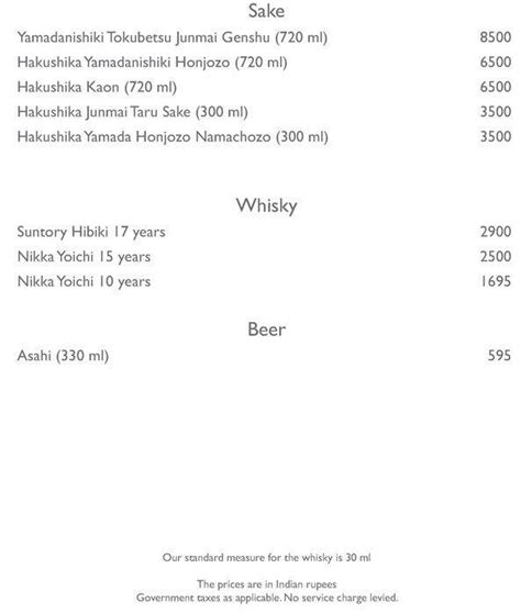 Menu at Citrus - The Leela Mumbai, Mumbai
