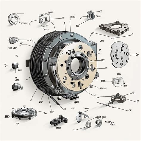 An exploded view of a drum brake system with labeled parts | Premium AI ...