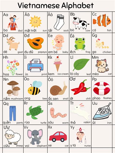 Vietnamese Alphabet Poster - Digital PDF and Print Out - Etsy | Vietnamese alphabet, Alphabet ...