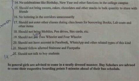 Chennai College's 'Special Instructions for Girls': No Accounts On ...