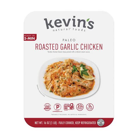 Kevin's Natural Foods Roasted Garlic Chicken 16 oz Paleo & Keto Meal ...