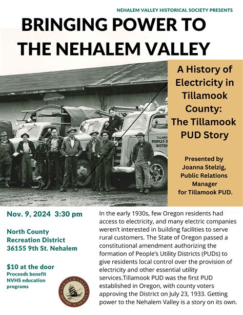 NEHALEM VALLEY HISTORICAL SOCIETY PRESENTS: Powering Up Tillamook ...