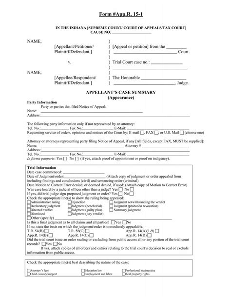 Form #App.R. 15-1 - Indianapolis Bar Association