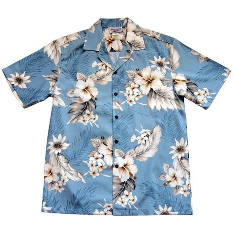 Sky Blue Hawaiian Cotton Aloha Shirt – PapayaSun