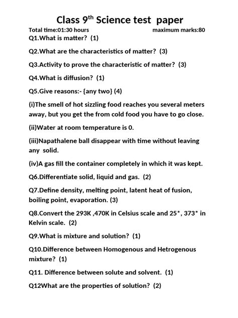 Image result for Science Test Book 9th Class 1 Chapter Textual Question