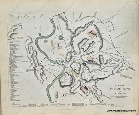 1850 - Plan of Ancient Rome by W.B. Clarke, Architect - Antique Map ...