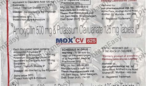 Mox Cv 625mg Strip Of 10 Tablets: Uses, Side Effects, Price & Dosage ...