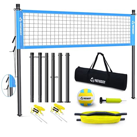 Patiassy Professional Volleyball Net Outdoor, Portable Volleyball Set ...
