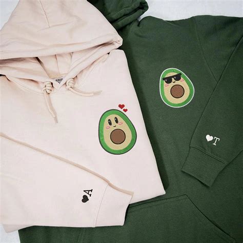 2-Pack: Avocado Custom Initial Embroidery Couple Hoodies – Hey Heart