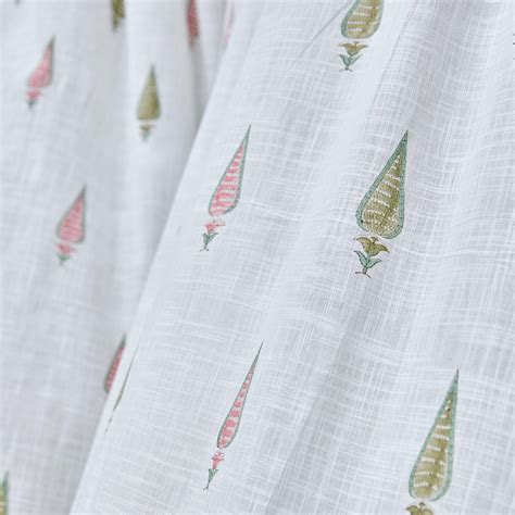 Multi Cypress Floral Hand Block Print Cotton Curtain for Doors ...