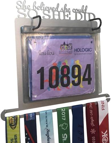 Race Bib and Medal Display - "She Believed She Could So She Did ...