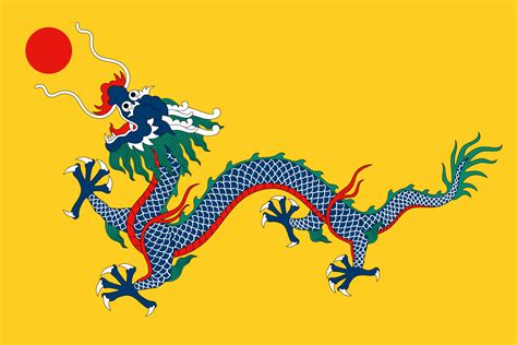 Qing Dynasty, Chinese dragon, creature, yellow background, flag, China ...