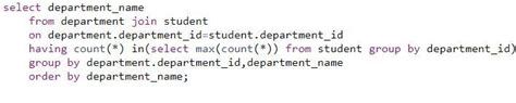 Write a query to display the name of the department that has the ...