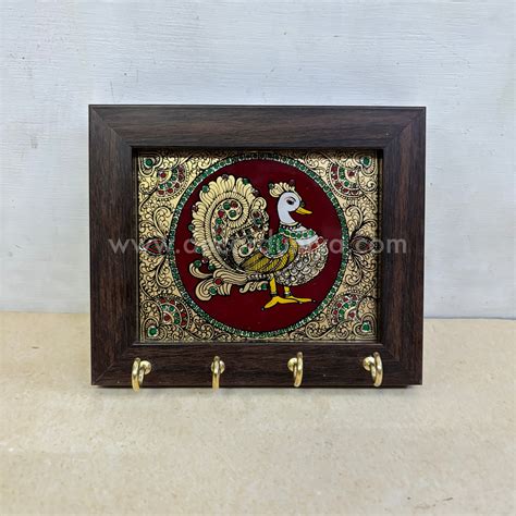 Peacock Key holder | Reverse Glass Painting | Tanjore Artwork - PVK101 ...