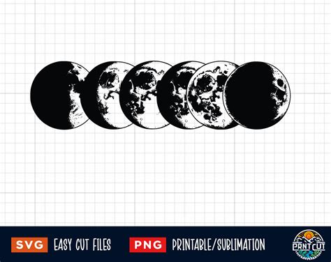 8 Moon Svg Bundle, Moon Phase SVG Png, Lunar Phases Svg, Moon Phase Clip Art, Crescent Moon Svg ... - Moon Phases Clip Art