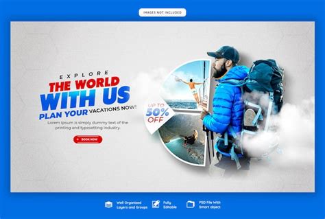 Travel and tourism web banner template | Free PSD