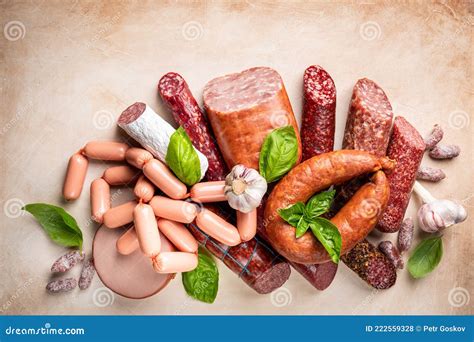 Set of Different Types of Sausages Stock Photo - Image of menu, fresh ...