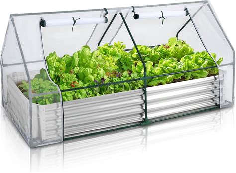 Amazon.com : 6x3x3FT Galvanized Raised Garden Bed with Cover Greenhouse ...
