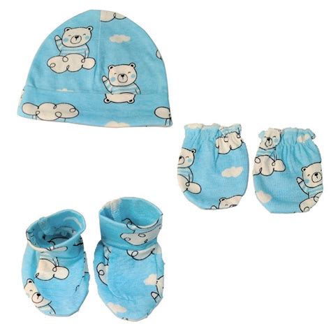 The Mom Store Mittens, Booties and Cap set- Hello Bear - The Mom Store