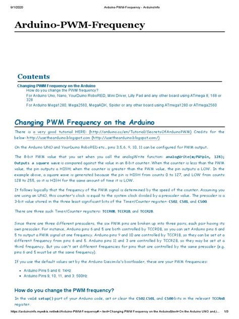 Image result for Arduino PWM Cheat Sheet