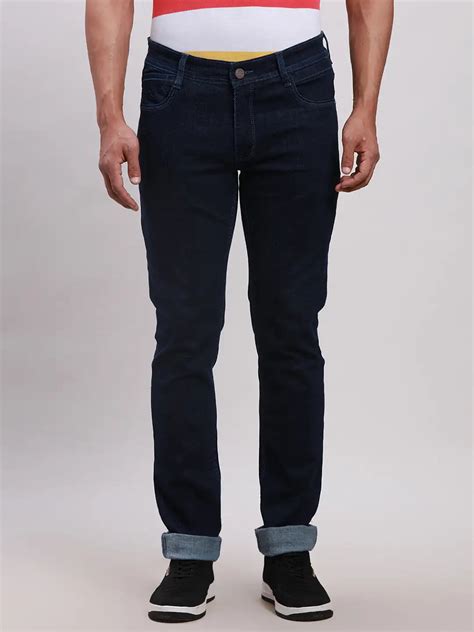 Parx Men Blue Slim Tapered Fit Jacquard Cotton Blend Jeans – MyRaymond