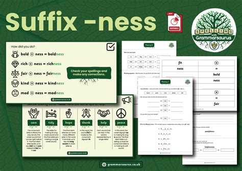 Y2 Objective 18 (Suffix -ness) - Grammarsaurus