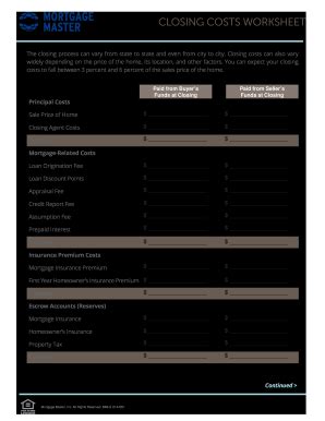 Closing Costs Worksheet 2020-2025 - Fill and Sign Printable Template Online