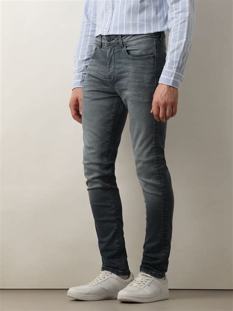 Buy Dark Blue Mid Rise Leon Slim Fit Jeans for Men Online