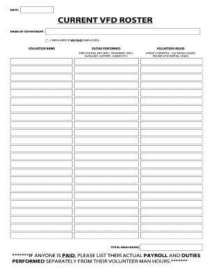Fillable Online wvsao CURRENT VFD ROSTER - West Virginia State Auditors ...