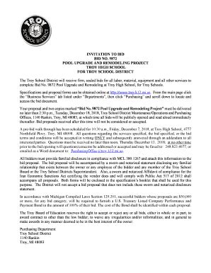 Fillable Online INVITATION TO BID BID NO. 9872 POOL UPGRADE AND ... Fax ...