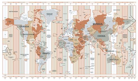 Time Zone Map. Detailed World Map with Countries Names. 17797514 Vector ...
