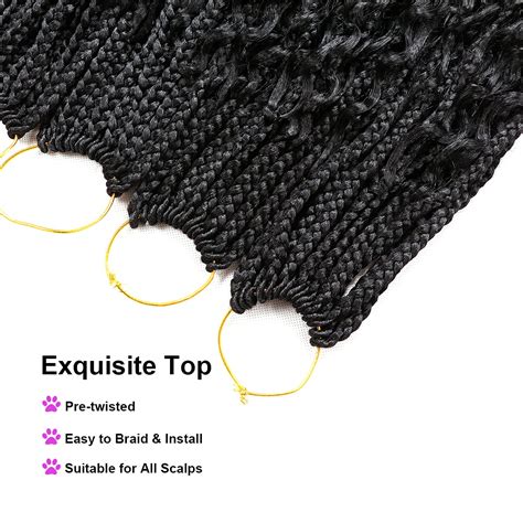 12 Inch 7 Packs Bohomian Box Braids Crochet Hair Curly Prelooped ...