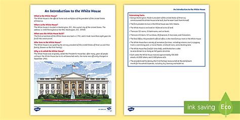 Intro To The White House Information Sheet | Twinkl - Twinkl