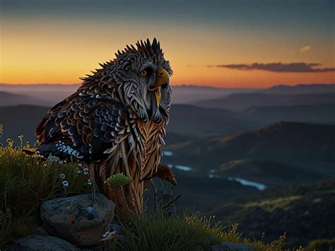A mountain goat with a sunset in the background | Premium AI-generated ...