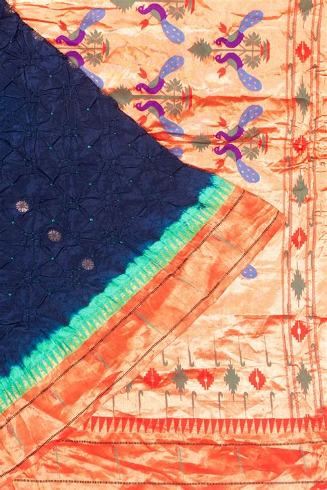 Muniya Silk X Bandhani And Butta Dark Blue